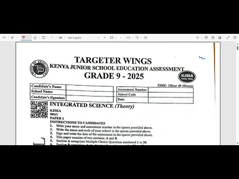 INTEGRATED SCIENCE PAPER 1 FINAL PREDICTION : KJSEA 2025