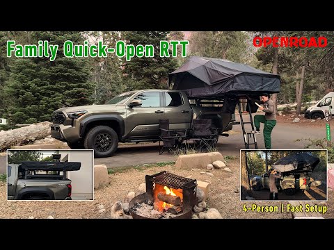 Fast Setup & Pack Down Camping | OPENROAD Family Quick-Open Soft Roof Top Tent (4-Person)