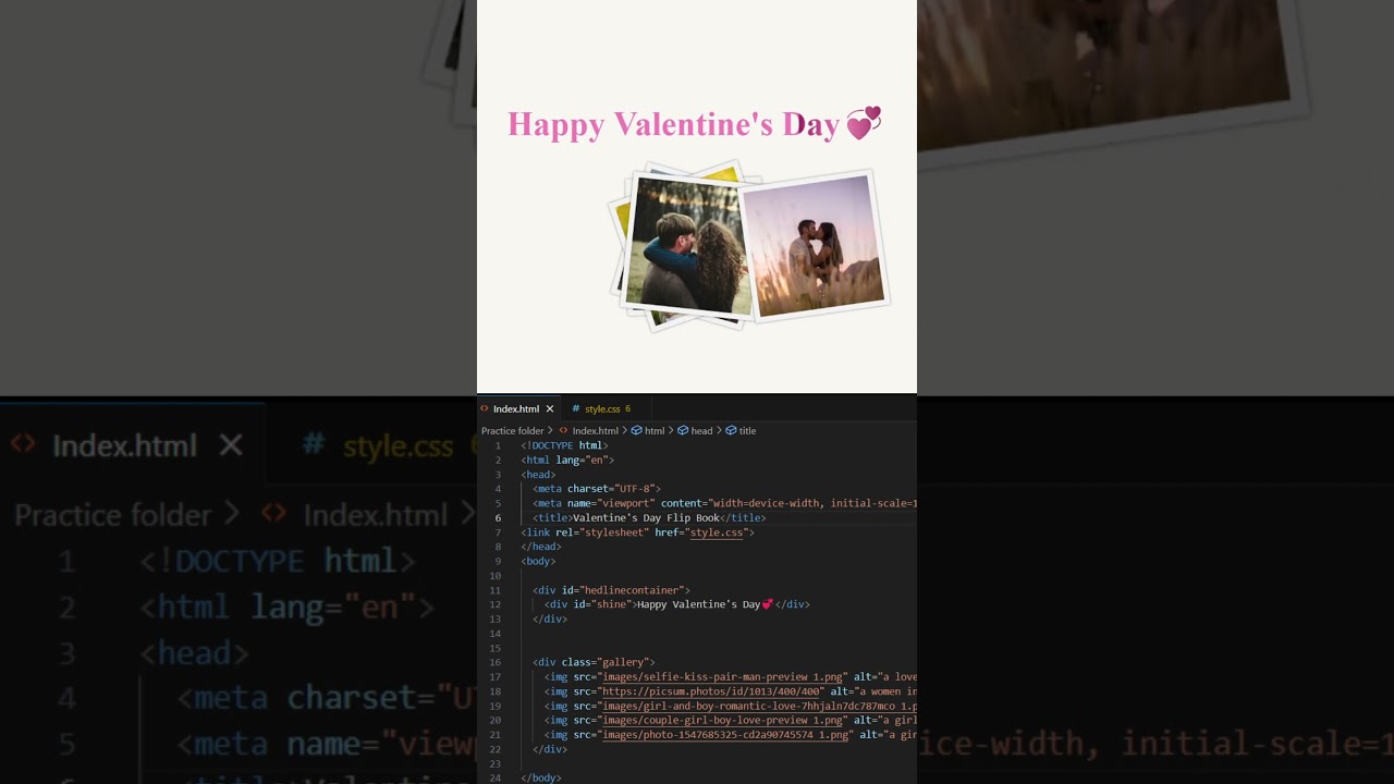 Valentine's day card 💌 using HTML and CSS #shorts