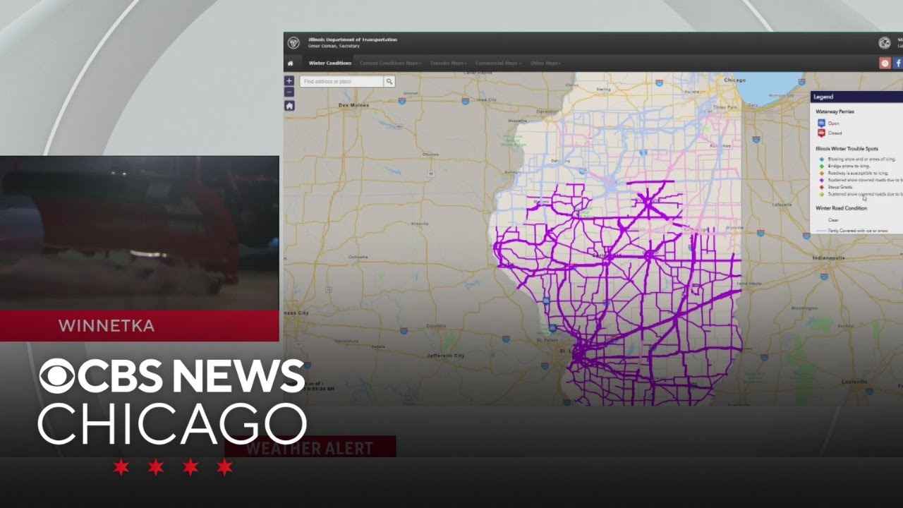 Difficult road conditions in Chicago's northern suburbs