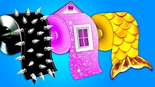 Wednesday VS Enid VS Mermaid! One Colored House Challenge || Funny Moments & Fantastic Art Gadgets