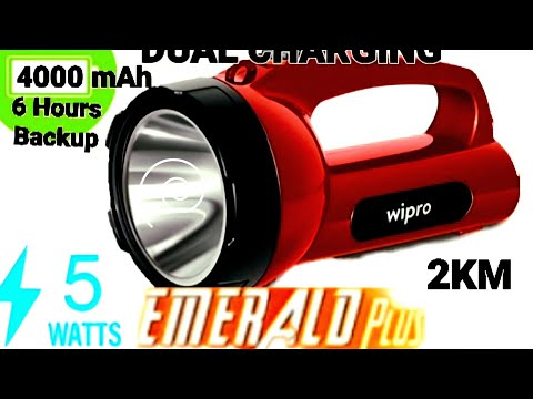 Wipro emerald plus rechargeable emergency light (pack of 1, ...