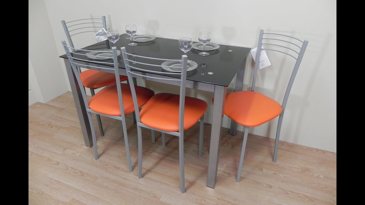 Pack mesas y sillas de comedor o cocina, cristal o madera, blanca o negra