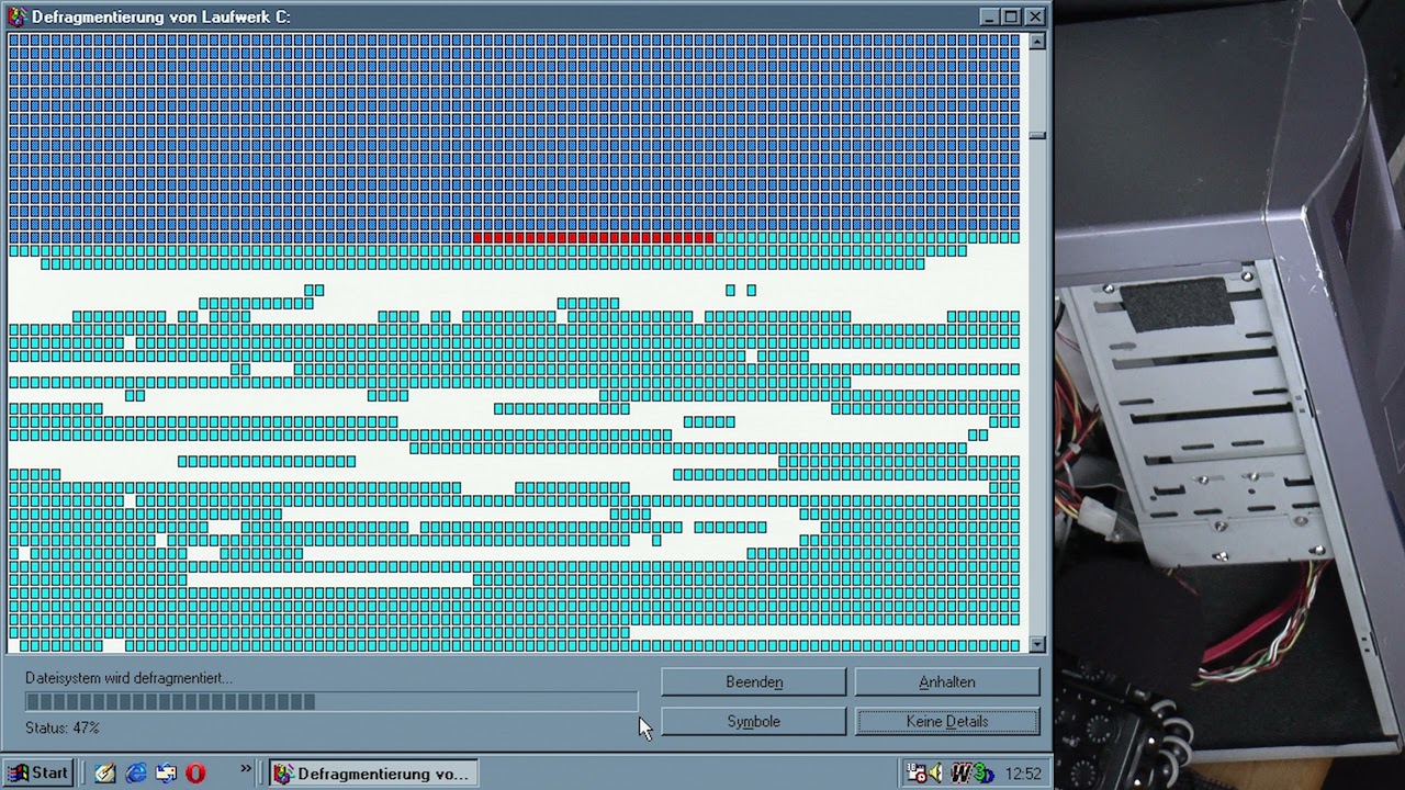 ASMR - 100% Defrag 200GB Seagate S-ATA Drive (Win98SE) - with Fan and Hard Disk Noise