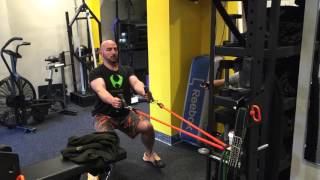 Exercise Tubing Low Row in Squat