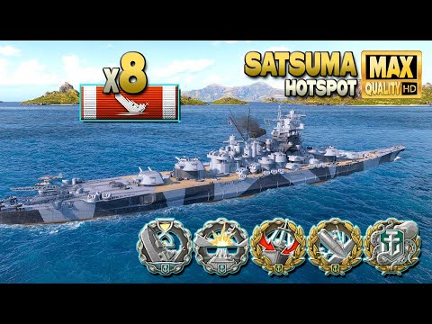 Battleship Satsuma: Full lenght battle on map Hotspot - World of Warships