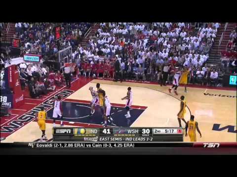 NBA, playoff 2014, Pacers vs. Wizards, Round 2, Game 6, Move 21, David West, airBall