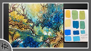 WATERCOLOR  & mixed media - coral reef #2 -  Fun Experimental Doodle Painting! 287