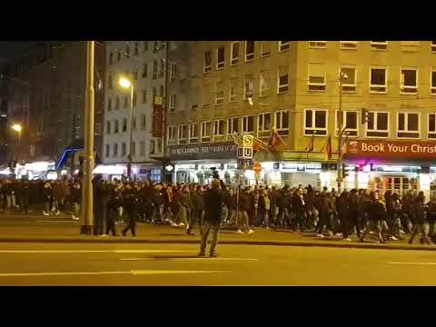 Royal Antwerpen fans in Frankfurt escorted by police @Euroleague game vs Eintracht Frankfurt