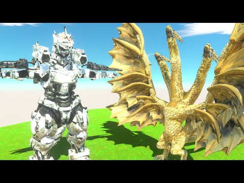 Mecha Godzilla vs King Ghidorah Death Run | Animal Revolt Battle Simulator