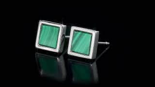 REEDS Jewelers Malachite Sterling Silver Square Stud Earrings | Men's