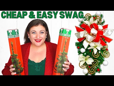 How to make a Dollar Tree Christmas Tree Swag Wreath DIY Tutorial 🎄 Easy and Affordable