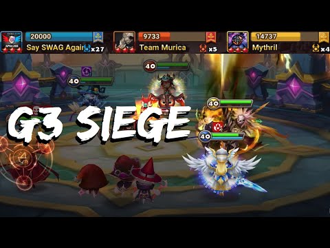 Can Camilla TANK Dominic?  Say SWAG Again vs. Team Murica and Mythril (G3 Siege - Summoners War)