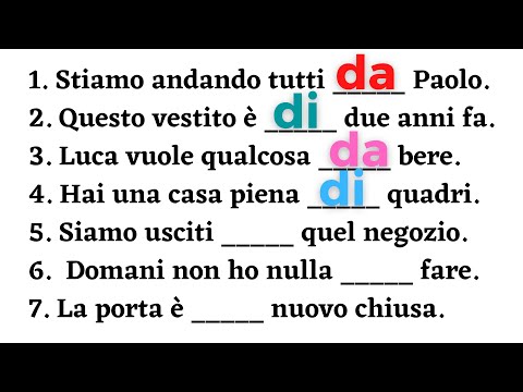 Italian how to use prepositions | Di and da | Choose the correct one A1 | Learn italian free lessons