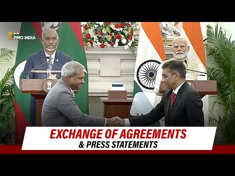 PM Modi & Maldives President Muizzu at Exchange of Agreements & give Press Statements
