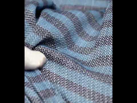 Herringbone Tweed Petrol Blue 100 GSM Pure Cotton Handwoven Fabric — video