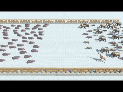 100 Hippopotamus Army vs ALL Faction Armies with Similar Cost ARBS Animal Revolt Battle Simulator