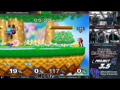 IMDB12 - Tempest (P1) + TripleR (P2) vs Chexr (P3) + Aarosmashguy (P4) - Melee 2v2 Losers Quarters