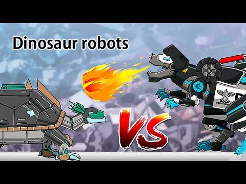 Dino Robot Battle Arena - Turbo Cops VS Proganochelys, Therizinosaurus and Dark Euoplo - Robot Games