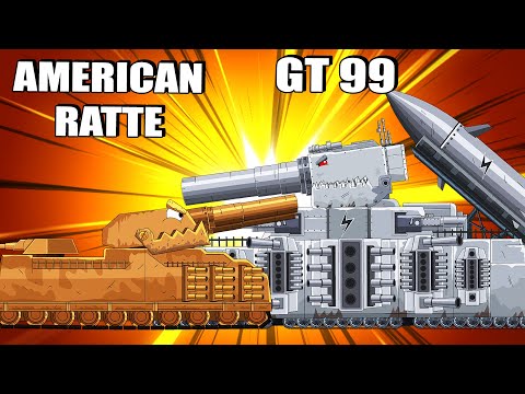 Monster tank: Iron Monster GT99 vs AMERICAN RATTE/Nina tank cartoon