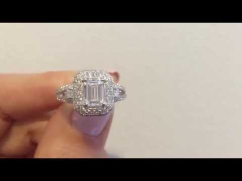 1.82ctw Carat F VS2 GIA Certified Emerald Diamond Engagement Ring 14KT White Gold SZ 7 SRP $17220