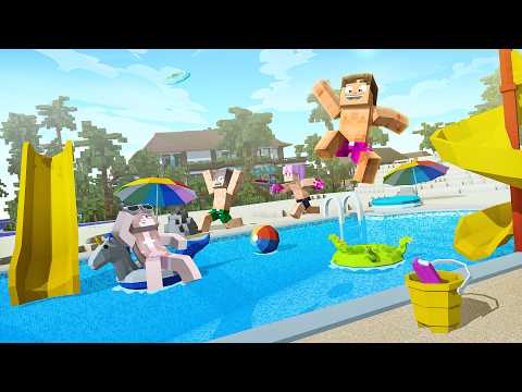 I invited my friends to a pool party in Minecraft!