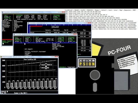 PSION PC-FOUR a 1980's IBM PC DOS based 'office' software.     (vol^+)