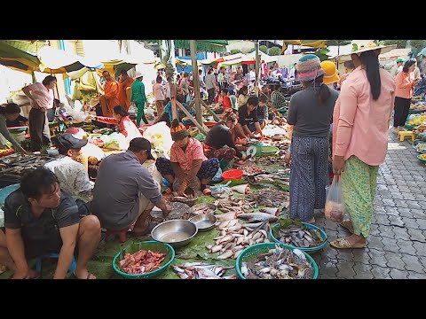 Asian Street Food - Cambodian Wet Market - Amazing Food View In Boeung Trabaek Market