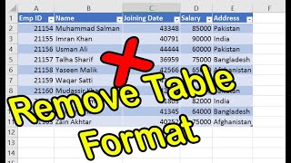 How to remove Table in Excel without losing Data