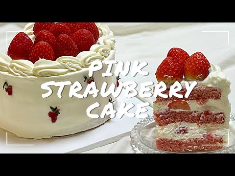 🍓 색소 없이 세상에서 가장 사랑스러운 딸기 케이크, 핑크 딸기 케이크 만들기 ! | How to make Pink Strawberry Cake  !