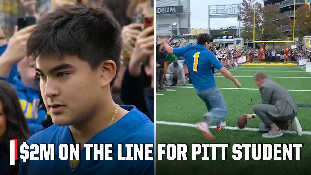 $2M FIELD GOAL! 😱💰 Pitt student attempts HISTORY in Pat McAfee's Kicking Contest! | College GameDay