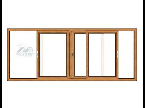 2 Track, 4 Glass Panel sliding Window - Golden Oak
