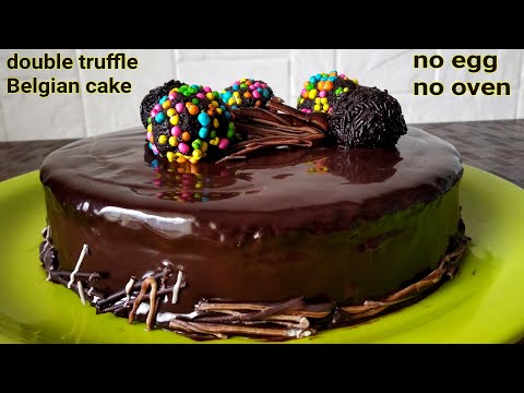 Double Truffle Chocolate Cake | Belgian Chocolate Cake | Eggless Cake | Without Oven