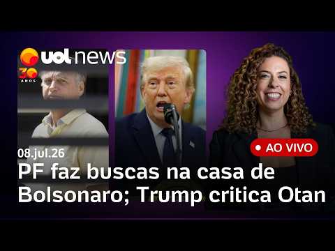 PF faz buscas por armas na casa de Bolsonaro; Meio/Ideia: Lula e Flávio empatados; Trump x Irã e +