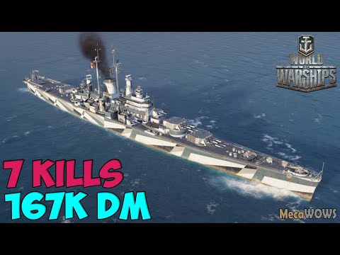 World of WarShips | Des Moines | 7 KILLS | 167K Damage - Replay Gameplay 1080p 60 fps