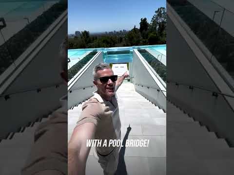 $58,000,000 Los Angeles Mansion With A Pool Bridge 🤯  #shorts