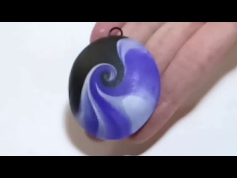 Swirled Polymer Clay Pendant - Purple Wave Polymer Clay Pattern Technique