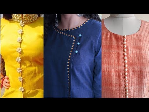 Neck designs with buttons/ simple neck designs