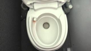 preview picture of video 'Bathroom Tour: Thetford Aqua Magic Toilet on Captain Carlton's Sandbar Bus Chincoteague Island VA'