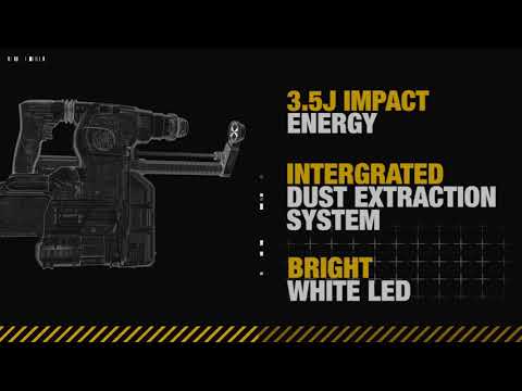 Perforatorius DeWalt DCH335X2; 3,5 J; SDS-plus; 54 V; 2x9,0 Ah akum. video