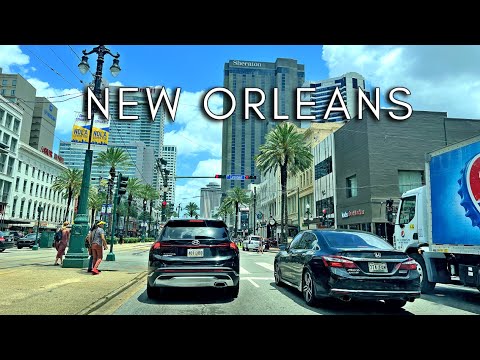 Louisiana Driving Tour, USA. Downtown New Orleans - 4K