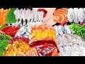 ASMR RAW SEAFOOD BABY SQUID SALMON OYSTER SEA GRAPES 꼴뚜기 굴 연어 멍게 바다포도 해산