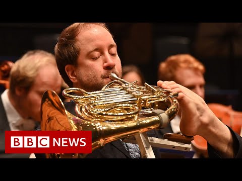 The musician who plays the French horn using his left foot - BBC News