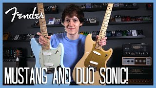 Video thumbnail for 2 NEW AFFORDABLE FENDER GUITARS! Player Series Duo Sonic and Mustang - Fender Guitar Demo by HarryAndAGuitar