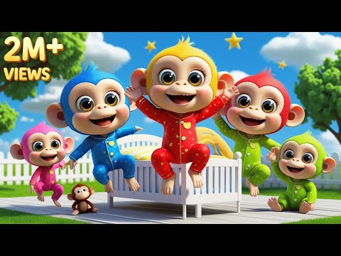 Five Little Monkeys Jumping on the Bed | Kids Jr Nursery Rhymes & Kids Songs