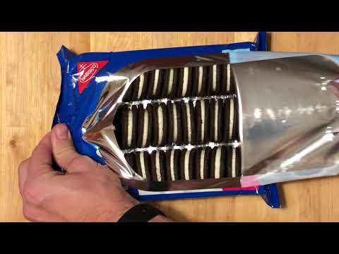 Opening a package of double stuf oreos