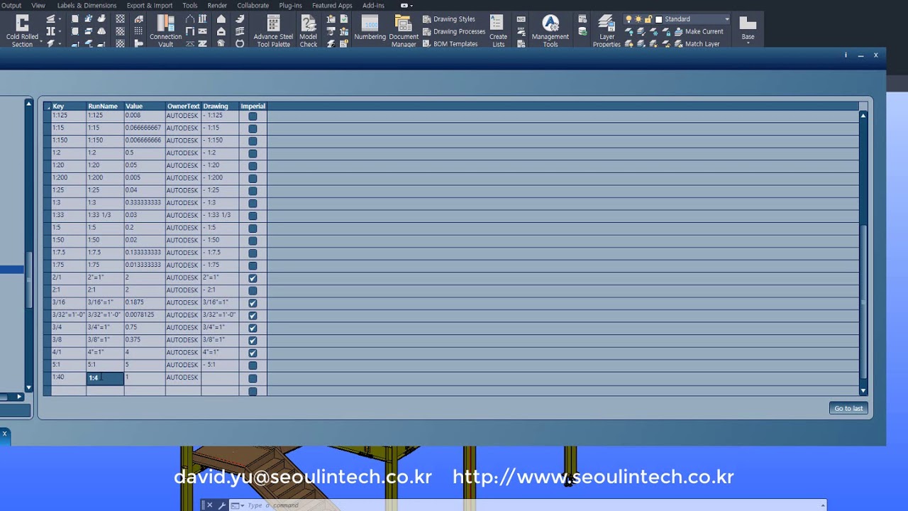 Add extra scales to Advance Steel database