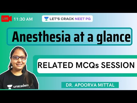 Anesthesia at a glance : MCQ Session  | NEET PG 2021 | Dr. Apoorva Mittal