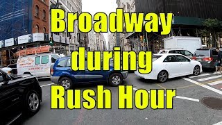 Cycling in NYC via Broadway from Central Park to Wall Street, Manhattan during Rush Hour