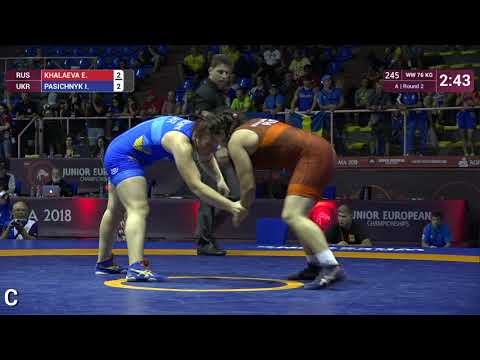 Round 2 WW - 76 kg: E. KHALAEVA (RUS) v. I. PASICHNYK (UKR)